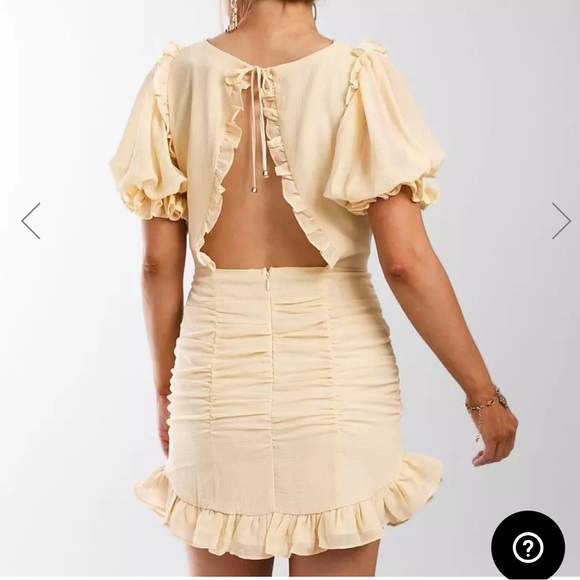 Buckle cream puff sleeve smocked dress size small - Picture 3 of 6